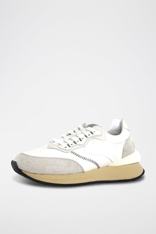 Leren Sneakers Qwark - Wit en Taupe