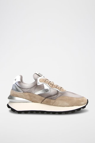 Leren Sneakers Qwark - Beige en Grijs
