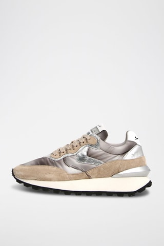Leren Sneakers Qwark - Beige en Grijs
