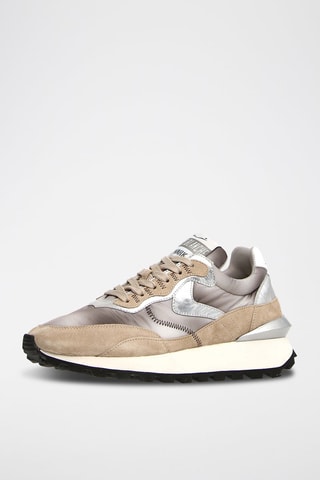 Leren Sneakers Qwark - Beige en Grijs