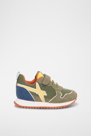Nubuck Sneakers - Kaki en Petrolblauw