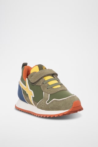 Nubuck Sneakers - Kaki en Petrolblauw