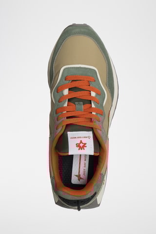 Kalfsnubuck Sneakers - Kaki en Beige