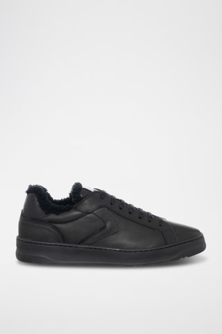 Leren Gevoerde Sneakers - Zwart