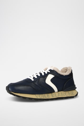 Leren Gevoerde Sneakers - Marineblauw