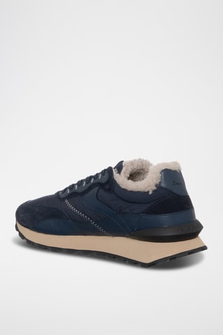 Leren Gevoerde Sneakers - Marineblauw