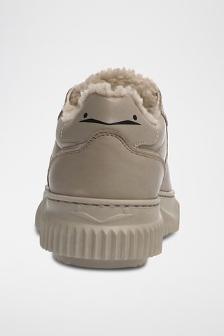 Leren Gevoerde Sneakers - Taupe