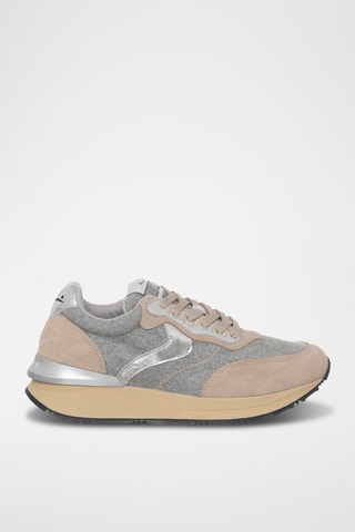 Leren Sneakers - Beige en Grijs