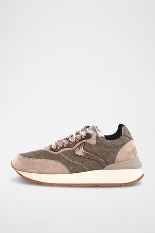 Leren Sneakers - Poederroze en Beige