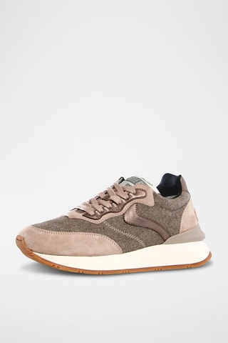 Leren Sneakers - Poederroze en Beige