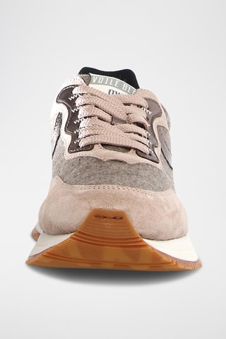 Leren Sneakers - Poederroze en Beige