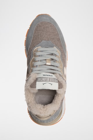 Gevoerde Leren en Wollen Sneakers - Grijs en Beige