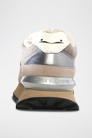 Gevoerde Leren en Wollen Sneakers - Beige en Lichtgrjis