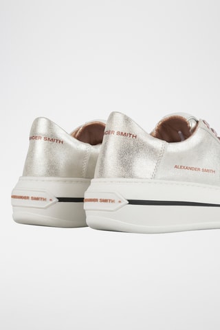 Leren Platform Sneakers - Zilverkleurig