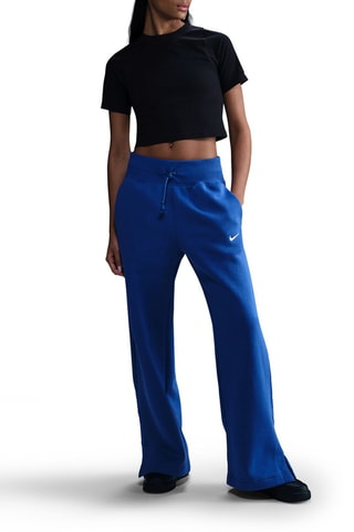 Pantalon ample polaire taille haute - Indigo