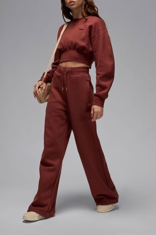 Pantalon ample polaire taille haute - Marron
