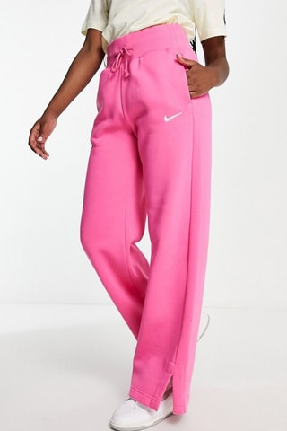 Pantalon wide legs taille haute Nike mini swoosh - Rose