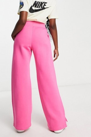 Pantalon wide legs taille haute Nike mini swoosh - Rose