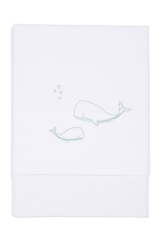 Lençol em algodão biológico - Branco e verde - 140 x 110 cm