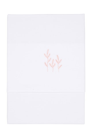 Lençol em algodão biológico - Branco e rosa - 140 x 110 cm