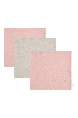 3 luvas de banho - Rosa e cinzento
