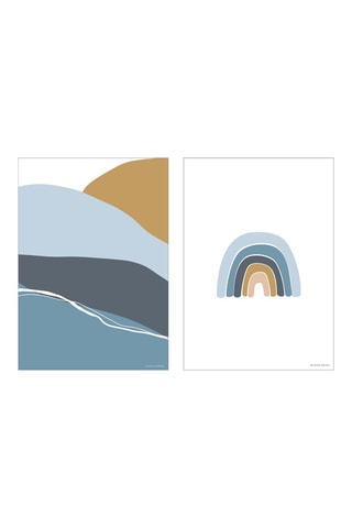 Poster reversível - 45 x 32 x 1 cm - Azul-celeste e branco
