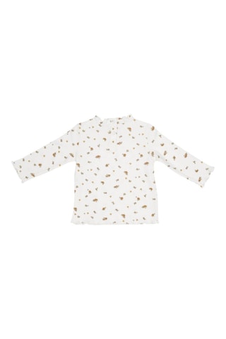 T-shirt em algodão biológico - Branco e castanho