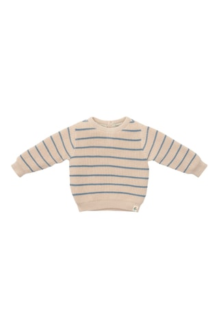 Camisola em algodão biológico - Azul-cobalto e bege