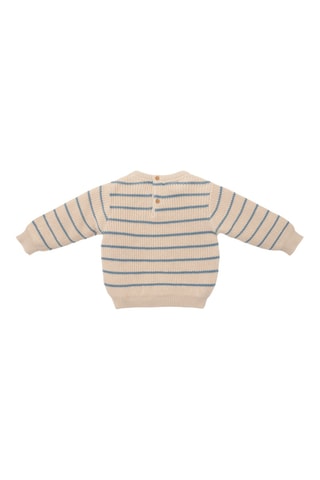 Camisola em algodão biológico - Azul-cobalto e bege