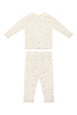 Pijama em algodão biológico - Bege e rosa