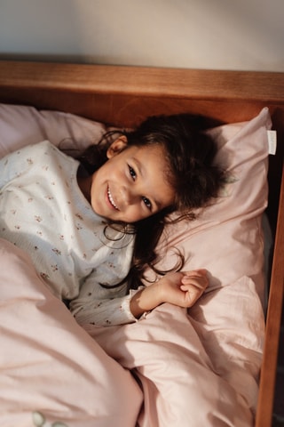 Pijama em algodão biológico - Bege e rosa