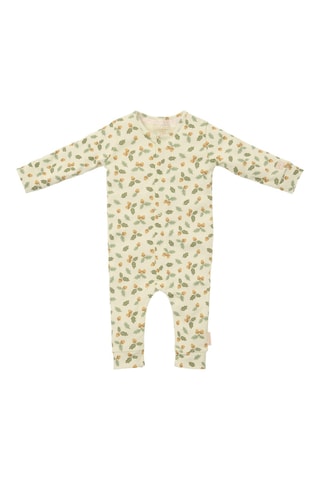 Babygro em algodão biológico - Bege e verde