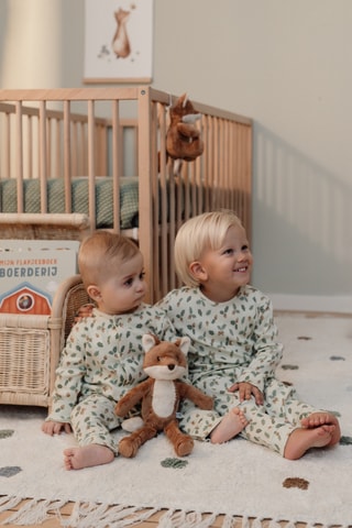 Babygro em algodão biológico - Bege e verde
