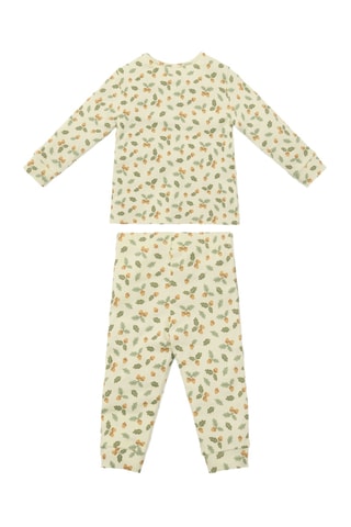 Pijama em algodão biológico - Verde e bege