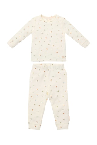 Pijama em algodão biológico - Bege e castanho