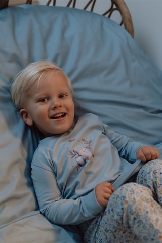 Pijama em algodão biológico - Azul e verde