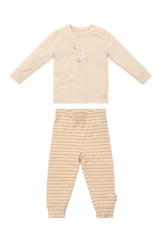 Pijama em algodão biológico - Castanho-claro