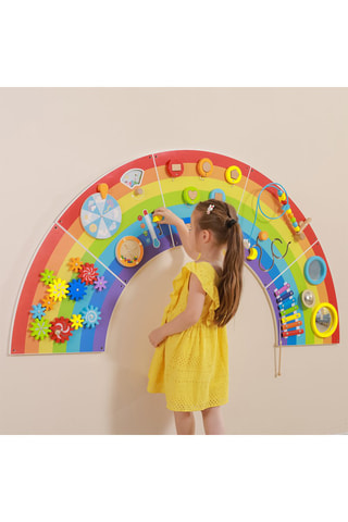 Jeu d'éveil mural Arc-en-ciel en bois - Dès 3 ans