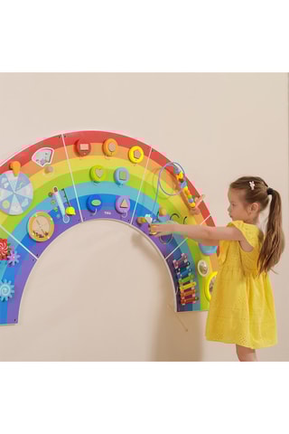 Jeu d'éveil mural Arc-en-ciel en bois - Dès 3 ans
