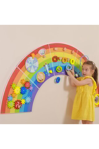 Jeu d'éveil mural Arc-en-ciel en bois - Dès 3 ans