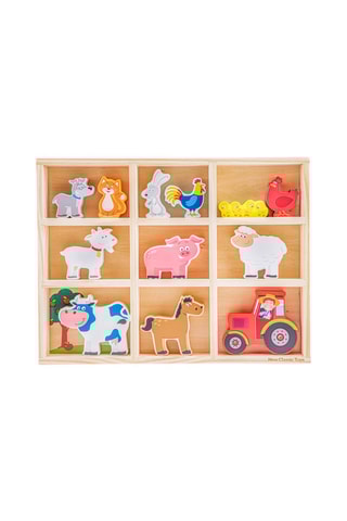 Boîte figurines animaux de la ferme en bois - Dès 18 mois