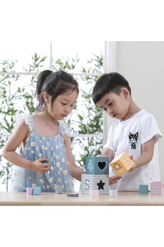Cubes empilables en bois - 9 pièces - Dès 1 an