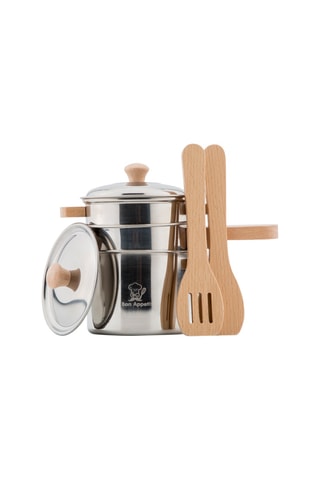 Batterie de cuisine en métal et en bois - Dès 2 ans