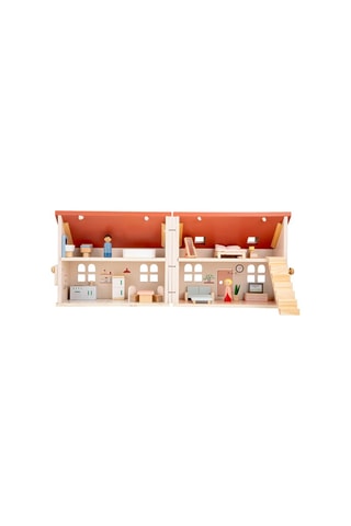 Maison de poupée pliable en bois - 21 pièces - Dès 3 ans