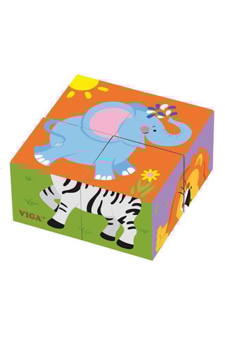 Puzzle de cubes animaux sauvages - 4 pièces - Dès 2 ans