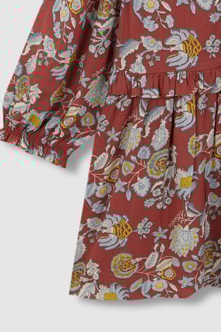 Vestido com folhos - Bordô