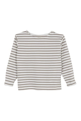 T-shirt às riscas Cru e castanho