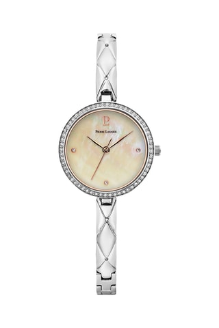 Stalen Quartz Horloge en Leia - Zilverkleurig en Beige