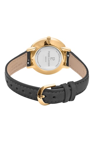 Leren Quartz Horloge Betty - Zwart en Goudkleurig