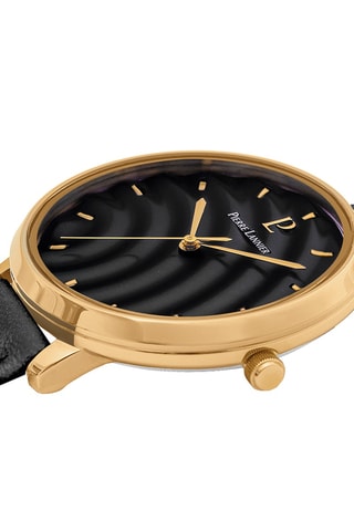 Leren Quartz Horloge Betty - Zwart en Goudkleurig